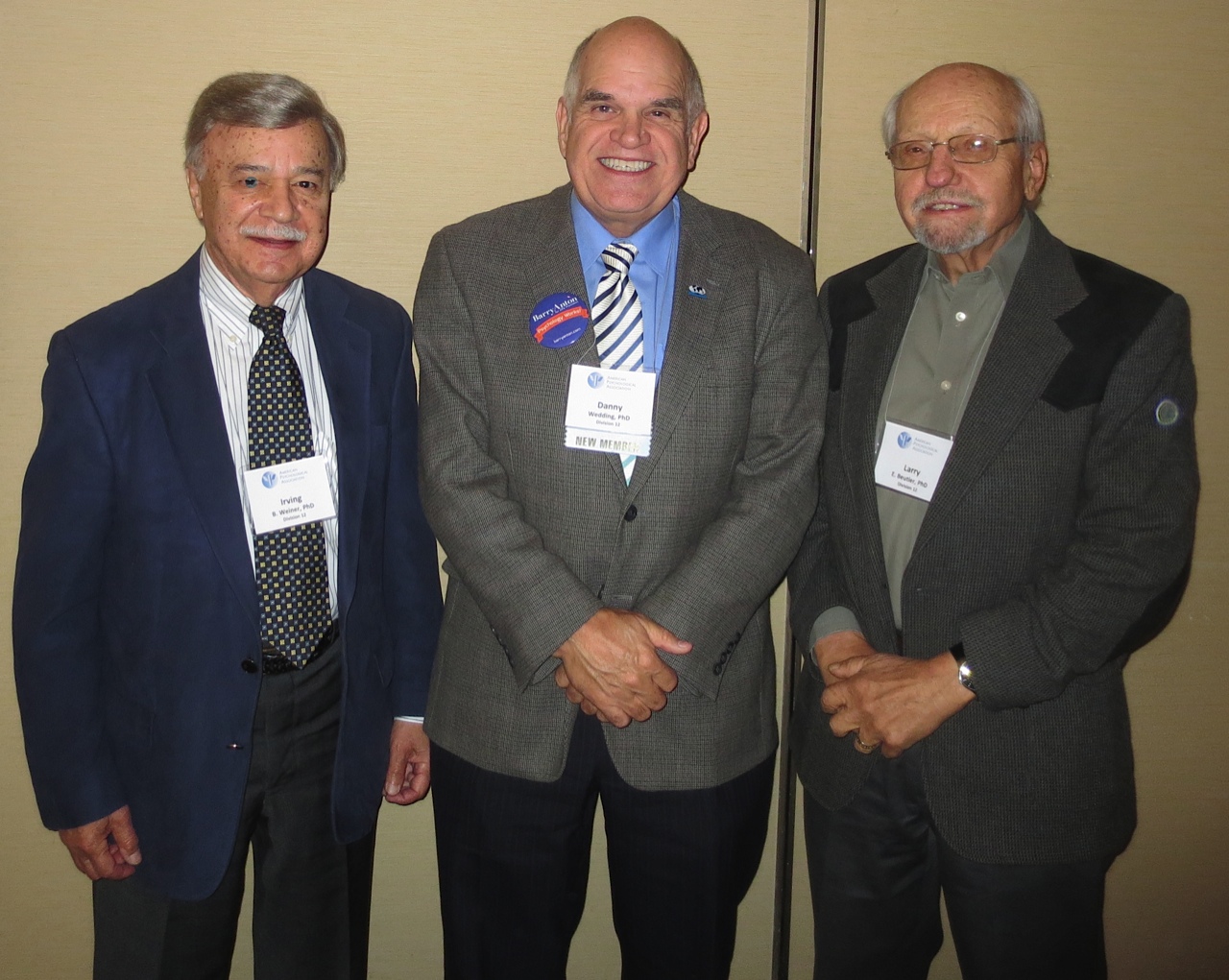 [left to right] Irving Weiner, Ph.D., Danny Wedding, Ph.D., Larry Beutler, Ph.d